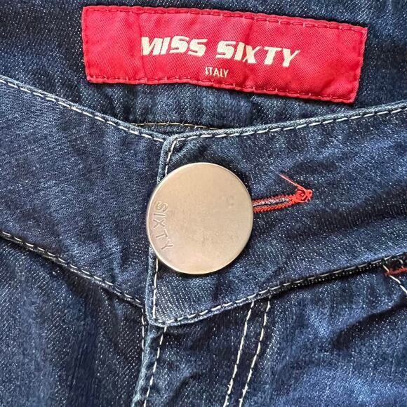 Vintage Miss Sixty Jeans Women’s Size 27 – Dark Straight Leg Cargo Pocket Y2K - Picture 4 of 8